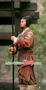 Ancient Chinese Three Kingdoms Solider Costume and Coronet for Men