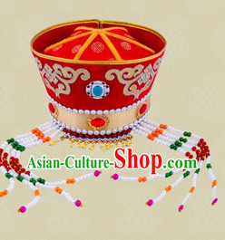 Traditional Chinese Ethnic Mongolian Wedding Hat for Women