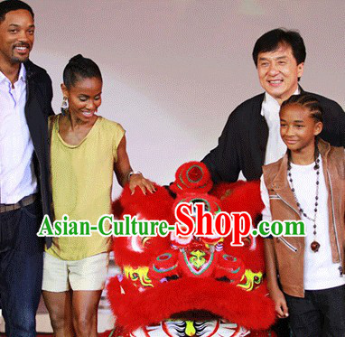 Big Ceremony and Opening Celebration Red Lion Dance Costumes Complete Set