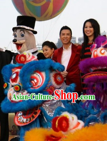 Wish You a Happy New Year Top Blue Lion Dance Costume Complete Set