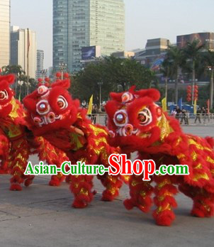 Lucky Red Happy New Year Handmade Hok San Lion Dance Costumes Complete Set