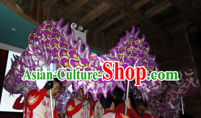 Purple Chinese Lunar New Year Dragon Dance Performance Costumes Complete Set
