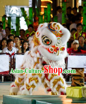 White Fur Opening and Celebration Lion Dance Costume Complete Set