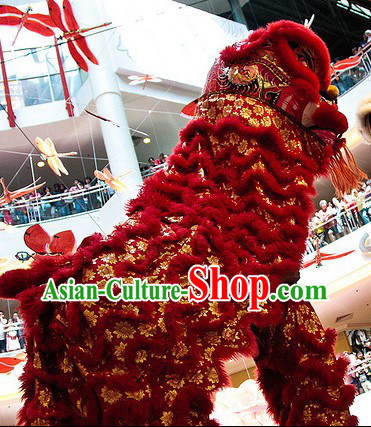 Chinese Year Southern Style Golden Flower Lion Dance Costumes Complete Set