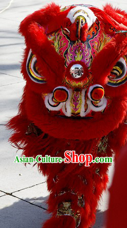 Southern Hoksan Adult Size Red Fur Lion Dance Head and Costume Complete Set