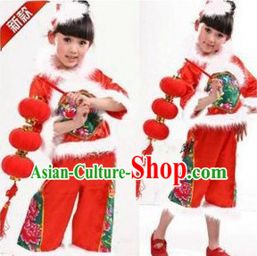 Traditional Chinese Red Lantern Dance Costumes for Girls
