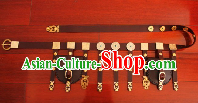 Ancient Chinese Tang Dynasty Handmade Leather Hanfu Clothing Belt for Men