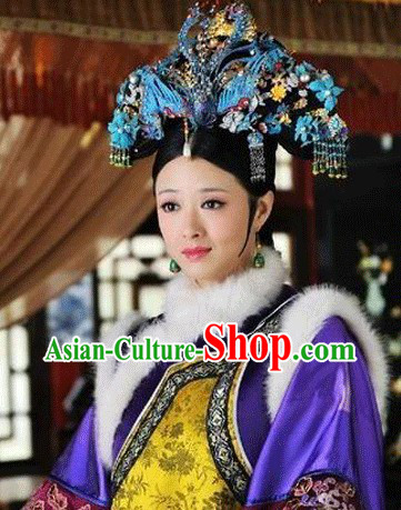 Purple Qing Dynasty Imperial Empress Winter Clothing Complete Set for Women