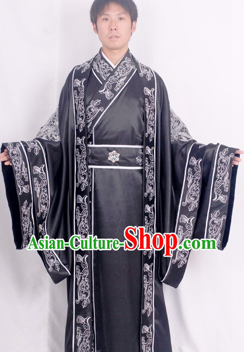 Traditional Chinese Han Dynasty Embroidered Dragon Clothing Complete Set for Men