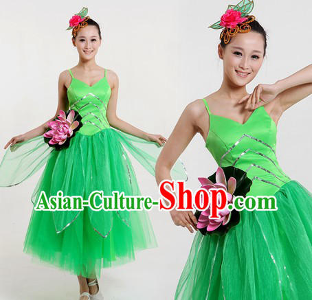 Traditional Chinese Lotus Contemporary Costumes and Headpiece for Women