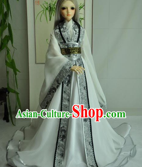 Ancient Chinese White Hanfu Clothing Complete Set for Men