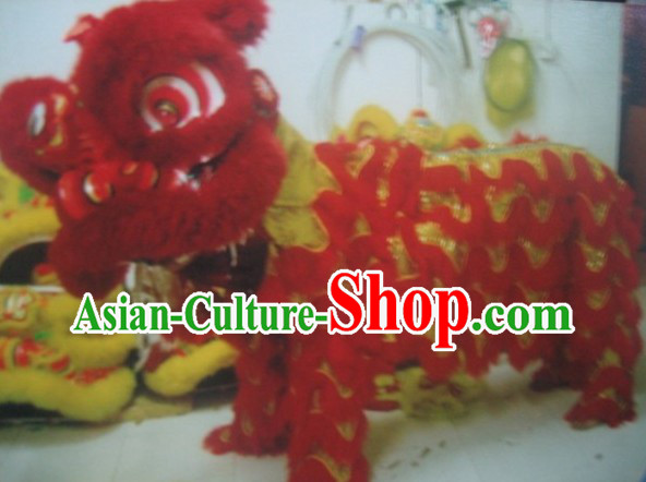 Red Chinese Festival Lion Dancer Costume Complete Set