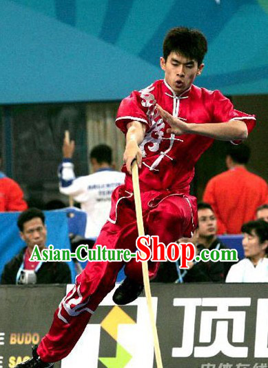 Red Southern Style Silk Kung Fu Uniform for Men
