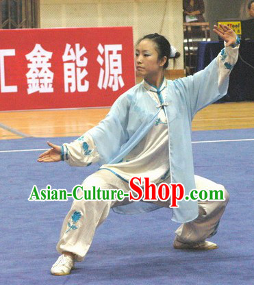 White Gong Fu Martial Arts Mandarin Collar Competition and Practice Outfit for Women