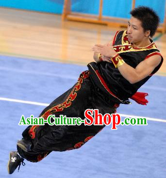 Black Silk Southern Fist Nanquan Competition Uniforms for Men