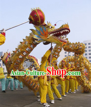 Shinning Golden Lightweight Net Dragon Dancing Costumes for Ten Adults