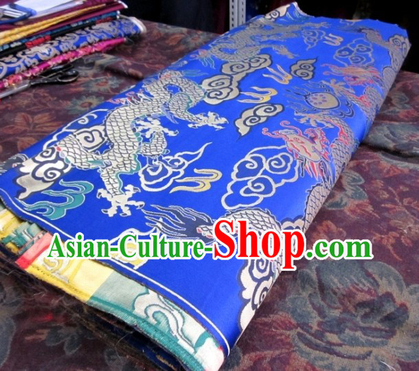 Blue Traditional Chinese Tibetan Dragon Pattern Robe Clothing Curtains Sofa Fabric