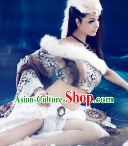 Ancient Chinese Foxtrel Fox Fairy Costumes, Hat and Decoration Complete Set for Women