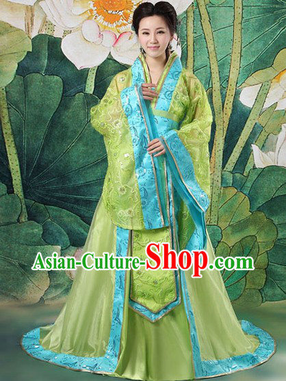 Ancient Chinese Tang Dynasty Green Clothing Complete Set