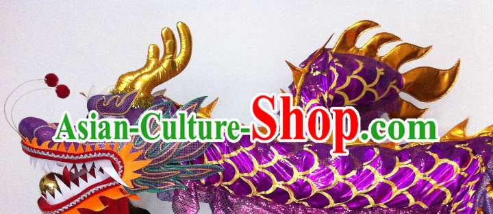 Shinning Purple and Golden China Dragon Dancing Costume Prop for 23-24 Dancers
