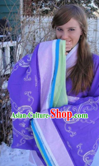 Free Shipping Worldwide Ancient Chinese Purple Imperial Princess Embroidery Phoenix Clothing