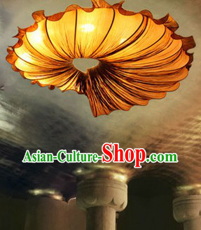Big Handmade Orange Chinese Trumpet Shell Shape Ceiling Lantern