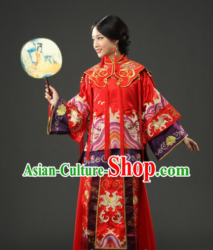Traditional Chinese Red Xiu He Style Wedding Suit Clothing for Brides