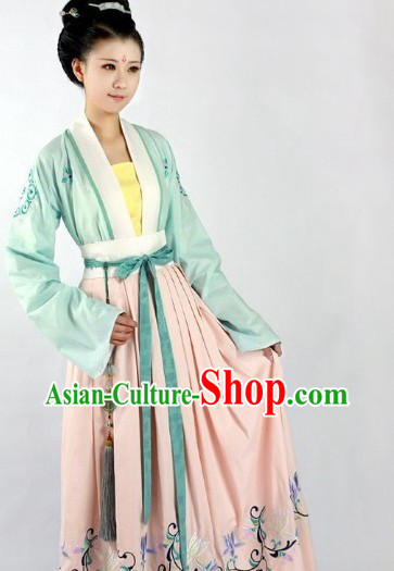 Traditional Ancient Chinese Tang Dynasty Embroidery Clothing Complete Set