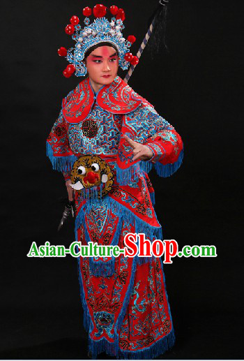 Ancient Chinese Hero Wusheng General Character Costumes and Hat