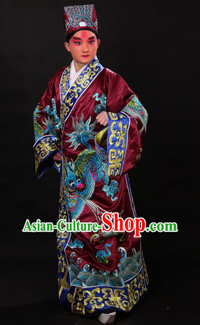 Chinese Opera Stage Performance Adviser Costumes and Hat for Men