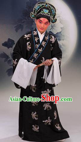 Tradiitonal Chinese Beijing Opera Xiaosheng Butterfly Embroidery Costumes and Hat for Men