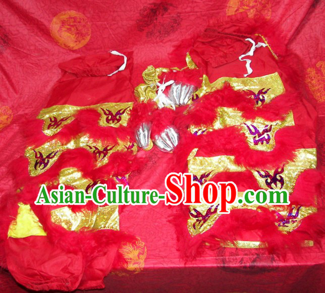 Traditional Chinese Bat Fu Pattern Two Pairs of Lion Dance Pants and Shoes Covers