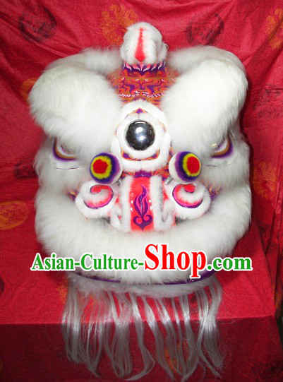 Supreme White Wool Hok San Lion Dance Costumes Complete Set