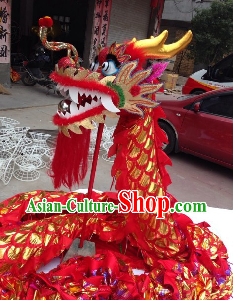 Red Color Chinese Lunar New Year Events Celebration Dragon Dance Costumes Complete Set