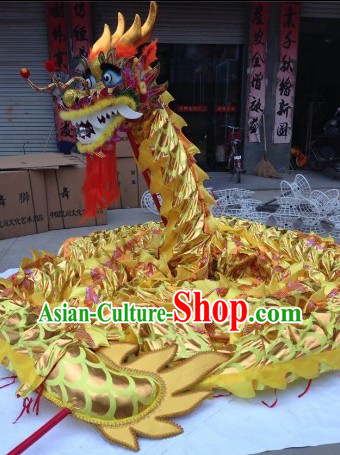 Gold Color Chinese Lunar New Year Events Celebration Dragon Dance Costumes Complete Set