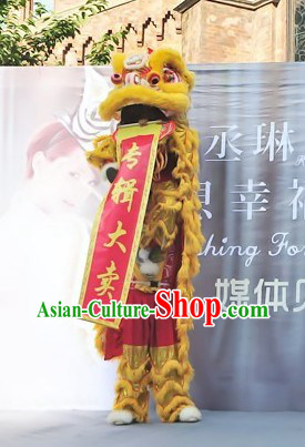 Yellow Color Chinese Lunar New Year Parade Celebration Lion Dance Costumes Complete Set