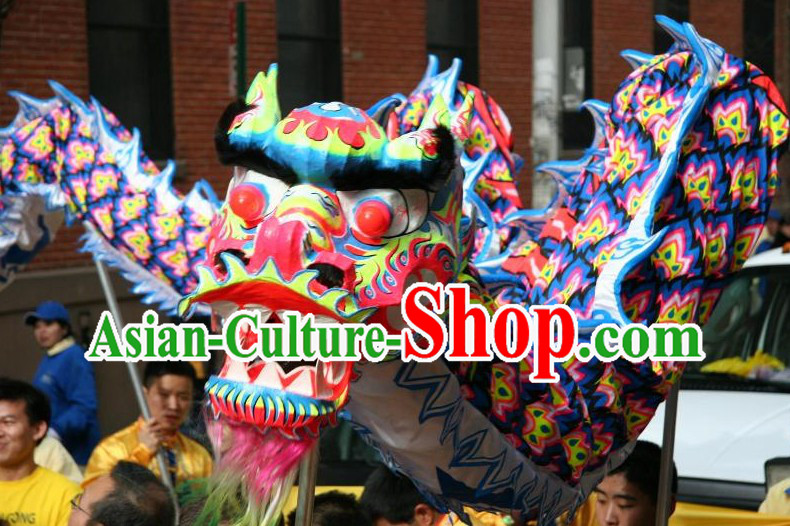 Blue Color Supreme Chinese Lunar New Year Celebration Luminated Dragon Dance Costumes Full Set