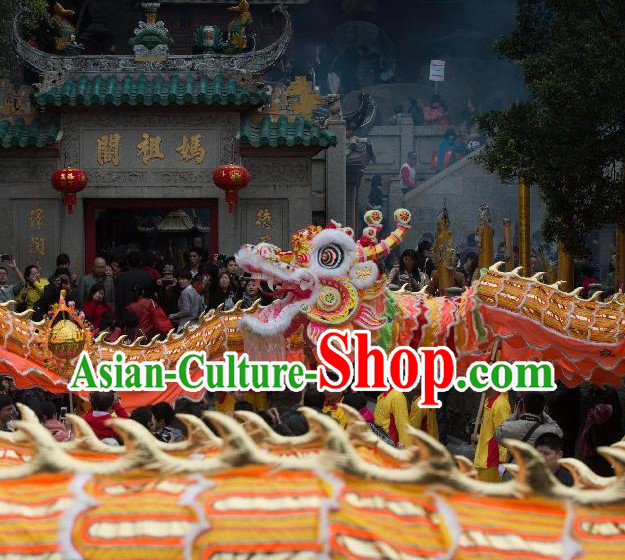 Supreme Best Gold Chinese Lunar New Year Long Wool Dragon Dance Equipments Full Set