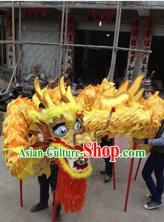 Traditional Handmade Festival Celebration Gold Dragon Dance Costumes Complete Set