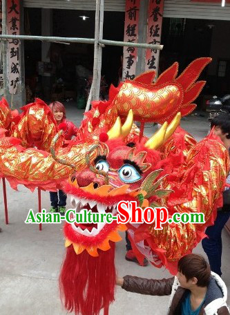 Festival Celebration Red and Gold Dragon Dance Costumes Complete Set