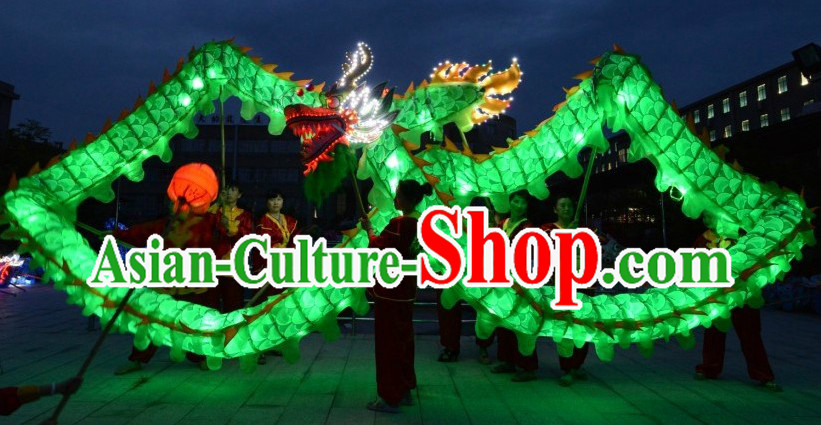Happy Festival and Events LED Luminous Green Dragon Dance Costumes Complete Set