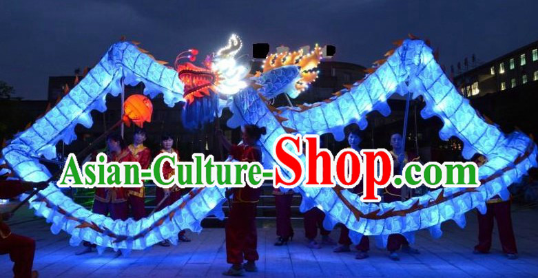 Luminous LED Parade and Celebration Blue Dragon Dance Costumes Complete Set