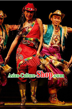 Tibetan Dancing Costume and Headdress Full Set for Men