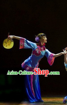Professional Stage Performance Fan Dancing Costumes and Headwear for Women