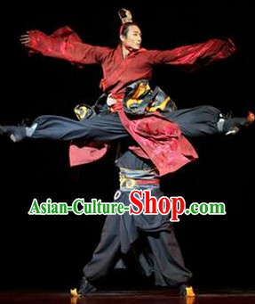 Professional Stage Performance Terra Cotta Warrior Dance Costume and Hat for Boys