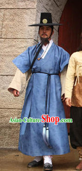 Ancient Korean Male Robe and Hat Complete Set