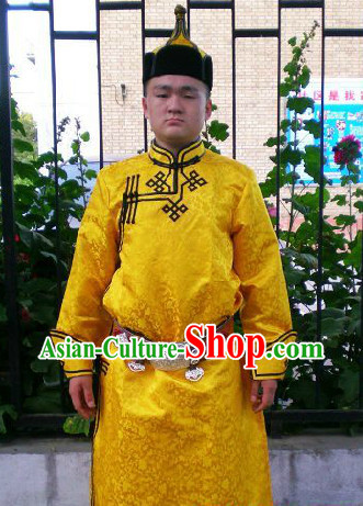 Mongolian Male Clothing and Hat Complete Set
