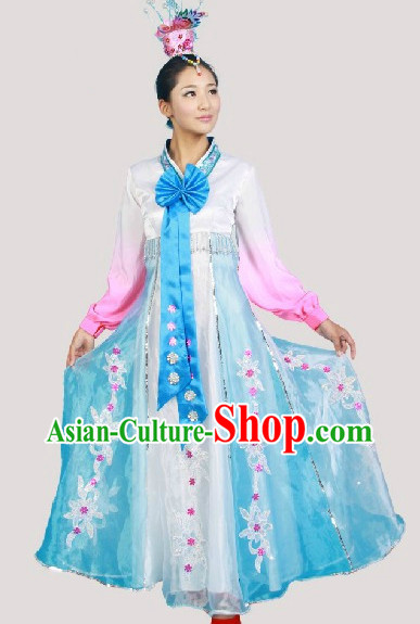 Korean Traditional Dance Costumes and Headwear Complete Set for Women