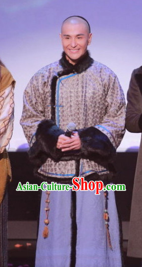 Qing Dynasty Palace Official Costumes and Long Wig Complete Set
