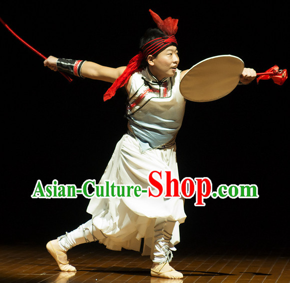 Professional Drum Dance Costumes and Headwear Complete Set